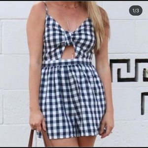Gingham Romper-American Eagle